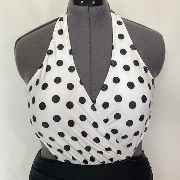 One Piece Black & White Polka Dot Bathing Suit - Picture 2 of 11